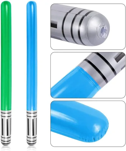 Vista 2 de 16 espadas inflables láser, juguetes de espada inflable de LIYDE para fiestas, bolsas de calcetines, regalos inflables para fiestas temáticas