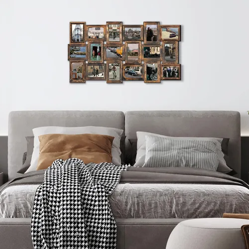 Vista 4 de Jerry & Maggie Marcos de fotos de collage de 4 x 6 pulgadas para decoración de pared, collage de 18 aperturas para colgar en la pared para fotos