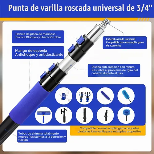 Vista 5 de Kit de cambiador de bombillas de 20 pies para techos altos con poste de Azul