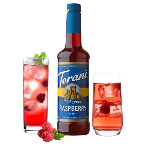 Vista 3 de Jarabe Torani sin azúcar, sabor frambuesa, 25.4 oz. (paquete de 4 unidades)