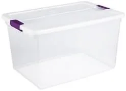 Vista 2 de Sterilite Contenedor de almacenamiento ClearView Latch de 15 cuartos de galón con asas de ciruela dulce