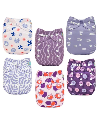Vista 18 de ALVABABY Pañales de tela para bebé, talla única, ajustable, lavable, reutilizable para bebés y niños, paquete de 6 con 12 inserciones 6BM101