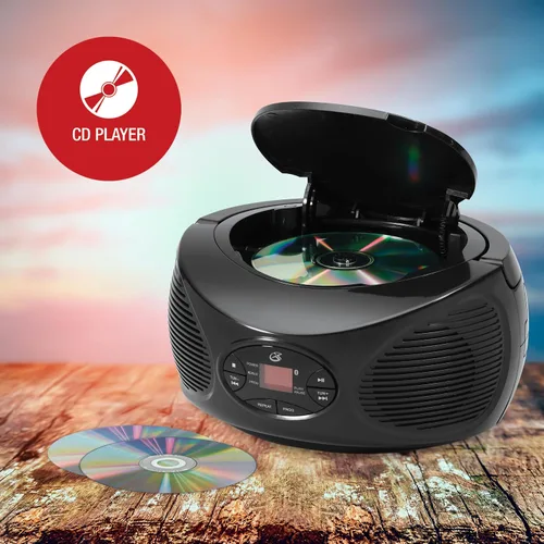 Vista 5 de GPX Bluetooth CD Boombox con radio FM, altavoz estéreo portátil