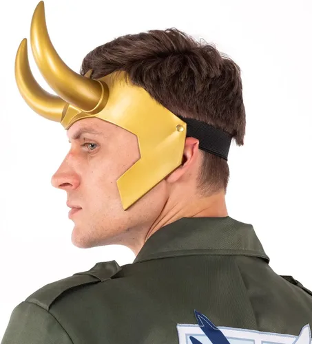 Vista 8 de Bulex Casco 3D con cuernos Thor Ragnarok Corona de mitología nórdica Máscara de película de Halloween Dios