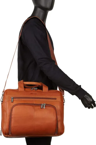 Vista 3 de Kenneth Cole REACTION "Out of the Bag" Manhattan - Bolso bandolera de cuero colombiano para laptop de 15.6" para viajes y negocios