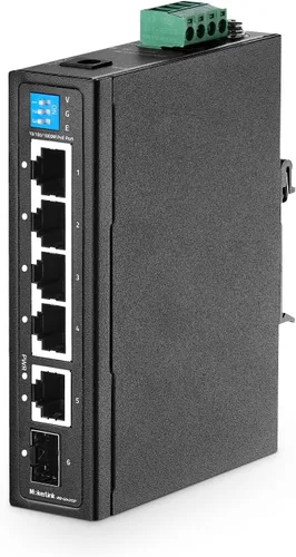 Vista 10 de MokerLink Interruptor PoE industrial de 5 puertos Gigabit con batería solar UPS, entrada DC9V-54V a salida DC48V, IEEE802.3af/at PoE, tamaño mini