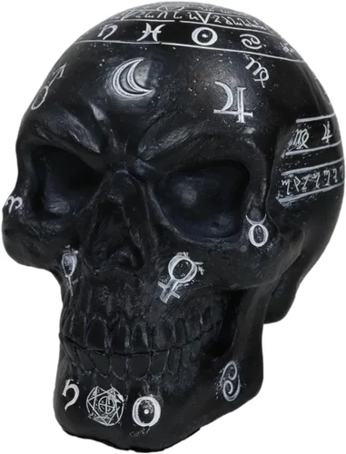 Vista 3 de Ebros Gift Gótico Wicca Negro Artes Místicas Planetario Zodiaco Celestial Símbolos Antiguos Calavera Figura Hechicería Magia Brujería Calaveras