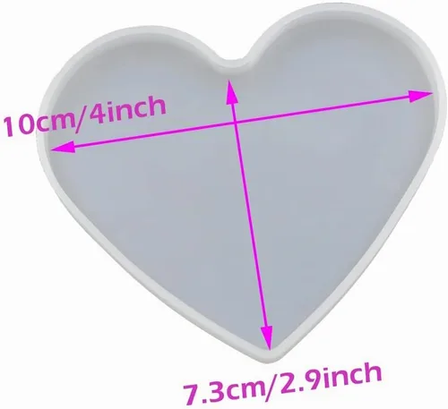 Vista 2 de 5 piezas de molde de resina de silicona para fundición de epoxy en forma de corazón para manualidades DIY, molde de base de posavasos de corazón, 5