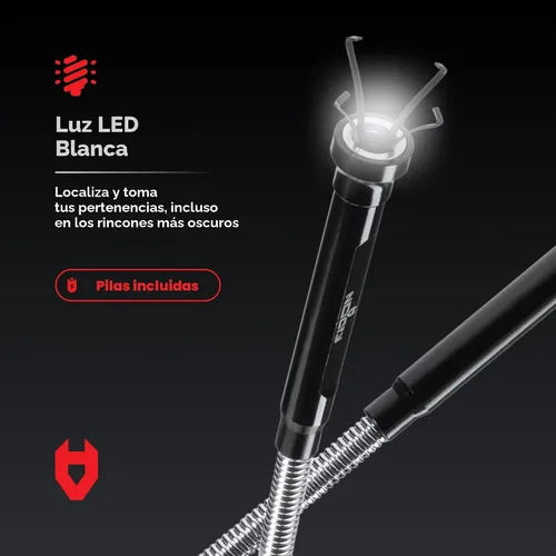 Vista 7 de NoCry Herramienta de recogida de garra magnética flexible con luz LED brillante - Herramienta de recogida magnética retráctil de 27.7 pulgadas