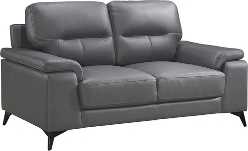 Vista 4 de Lexicon Danica - Juego de sofá de 2 piezas de cuero de grano superior, gris oscuro