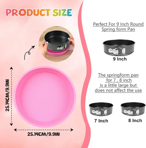 Vista 3 de 4 piezas de bandeja de baño de agua para tartas de queso, protector de molde de silicona desmontable con espátula de liberación de pasteles