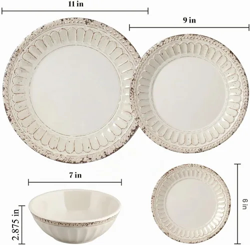 Vista 2 de UP Chateau - Platos redondos de melamina para postre, platos pequeños para servir, para aperitivos, aperitivos y guarniciones, arena, 6 pulgadas