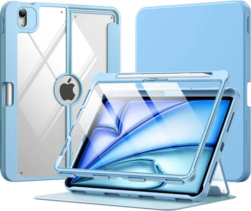 Vista 25 de MoKo Funda para iPad Air de 11 pulgadas 7ª/6ª generación M3/M2 2025/2024, iPad Air 5ª/4ª generación de 10.9 pulgadas 2022/2020 con soporte