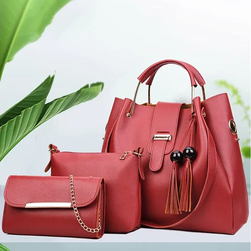 Vista 2 de Bolsas de hombro para mujer, juego de 3 piezas, bolsa cruzada, cartera, bolsa de hombro, asa superior