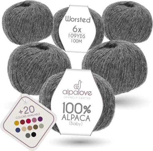 Vista 31 de Set de Lana Abultada (6 x 50 g) Súper Suave de Alpaca Bebé para Tejer Antracita 300 Metros