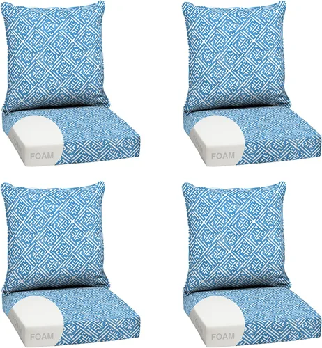 Vista 11 de Arden - Juego de cojines de asiento profundo para exteriores, espuma, 24x24, azulejos Alana