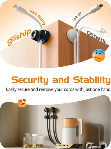 Vista 3 de Paquete de 6 clips magnéticos para cables, soporte ajustable suave para cable de teléfono celular con forma de zapato, clips de cadena de luces