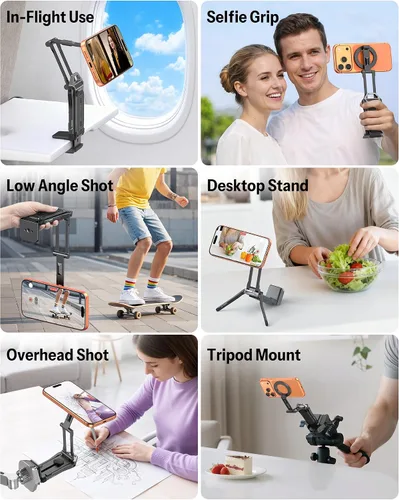 Vista 5 de OMOTON TP02-Pro - Soporte magnético para teléfono para vlogging, elementos esenciales para creadores de contenido con tornillo de 1/4 pulgadas