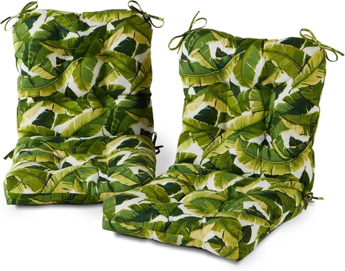 Vista 77 de Cojines para silla de exterior con bisagras, diseño de una sola pieza, cojín reversible para asiento y respaldo de patio con lazos, tela de Aloha