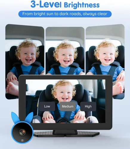 Vista 6 de Babyvue BV4 - Monitor de coche de bebé de 7 pulgadas, pantalla grande IPS 1080P con alimentación USB Plug & Play, monitor de asiento de automóvil