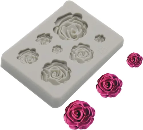 Vista 7 de Tvoip Molde de silicona de flor de rosa, 2 piezas, molde de fondant, herramientas de decoración de pasteles, molde de chocolate, para hornear