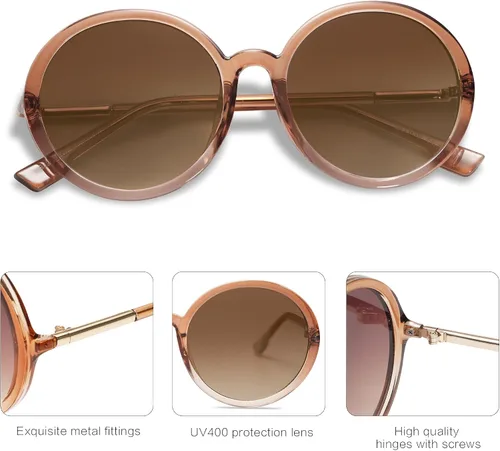 Vista 2 de SOJOS Gafas de sol redondas vintage para mujer estilo clásico retro SJ2121
