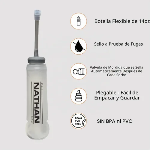 Vista 5 de Nathan - Chaleco de hidratación para mujer - Malla ligera, transpirable, 2 frascos de 14 oz, vejiga de 2 L, chaleco reflectante, Pinnacle Breeze