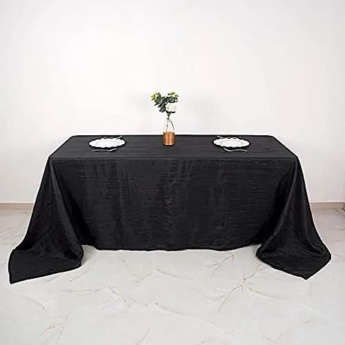 Vista 3 de Balsa Circle Mantel rectangular de tafetán arrugado de acordeón negro de 90 x 132 pulgadas, suministros de decoración de recepción para bodas
