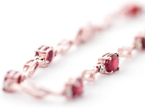 Vista 4 de Galaxy Gold GG Pulsera de tenis de oro rosa macizo de 14 quilates, diamante rubí de 4.21 quilates, Gema, Rubí