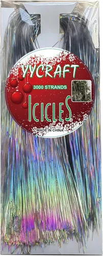Vista 16 de YYCRAFT Icicles Tinsel 3000 Strand, Negro