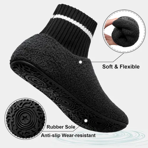 Vista 4 de BARERUN Womens Mens Fuzzy House Slippers Soft-Lightweight Warm House Slipper Socks with Non Slip Rubber Sole Around House Shoes IndoorOutdoor