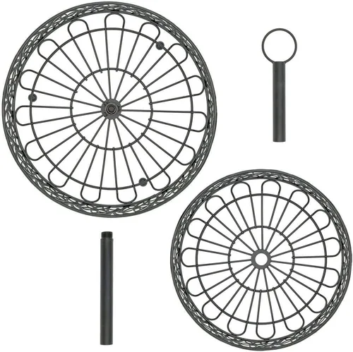 Vista 3 de Southern Homewares Cesta de frutas de metal negro de dos niveles, diseño decorativo adornado con detalle floral Shabby Chic y lazo para colgar