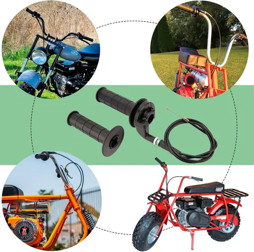 Vista 6 de Empuñaduras y cable del acelerador para ATV Quad Pit / Dirt Bike Baja Mini Bike Mb165 Mb200 196cc 200cc Doodlebug Bike Compatible con barra de 22mm