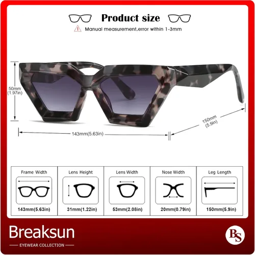 Vista 7 de Gafas de sol de ojo de gato con montura gruesa para mujer, estilo vintage, de moda, estilo retro