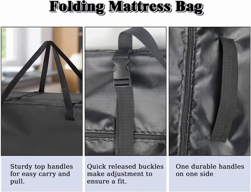 Vista 4 de Bolsa de almacenamiento plegable para colchón Milliard Trifold, se adapta a colchón Queen de 6 pulgadas, bolsa de colchón plegable – 59 pulgadas