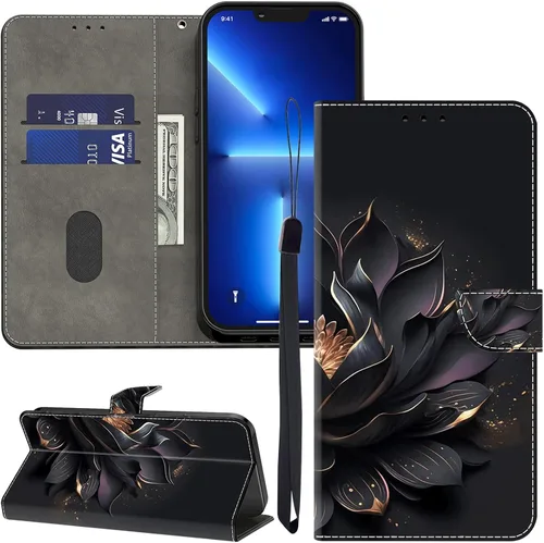 Vista 17 de ALILANG Funda para iPhone 13 Mini/iPhone 12 Mini de 5.4 pulgadas con soporte para tarjeta de crédito, funda magnética protectora de piel sintética