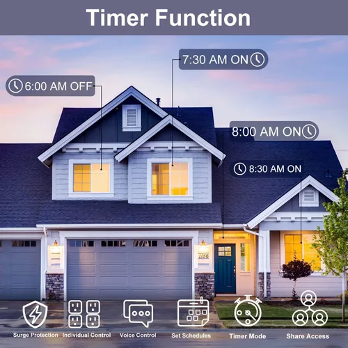 Vista 6 de ZigBee - Protector de sobretensiones inteligente, carga rápida inteligente, 4 tomas de corriente controladas individualmente, compatible con Alexa