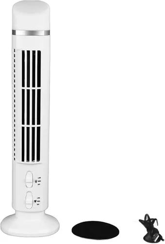 Vista 6 de Small Tower Fan for Bedroom Home Office, USB (White)