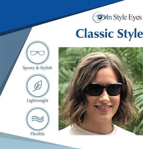 Vista 5 de In Style Eyes Circle Power - Lentes de sol bifocales de lectura con montura completa, diseño italiano, montura grande, lente no polarizada