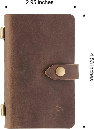 Vista 5 de Cuaderno de viaje pequeño de cuero, cuaderno de diario vintage con papel rayado, cuaderno de notas de cuero mini hecho a mano para mujeres y hombres