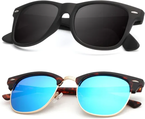 Vista 18 de KALIYADI Gafas de sol polarizadas para hombres y mujeres, marco semi sin montura, para conducir con bloqueo UV A01-(1 Pack) Tortuga Mate G15