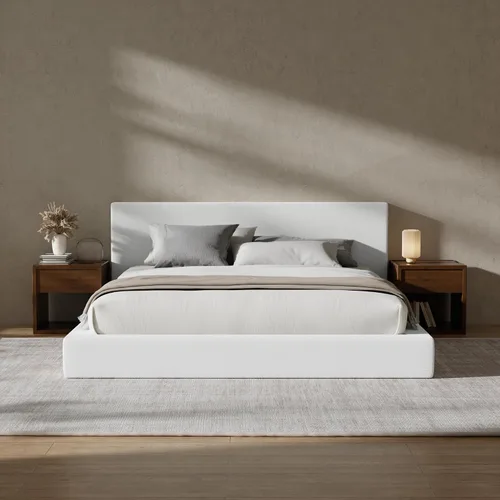 Vista 11 de RECCI Cloud - Base de cama Queen tapizada con cabecero, plataforma acolchada de espuma de 5 pulgadas, sin somier, fácil montaje (crema)