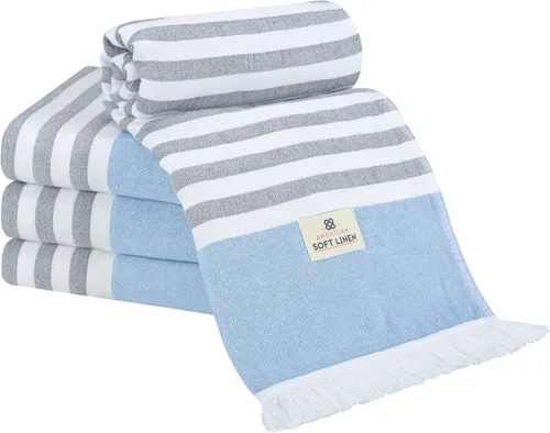 Vista 18 de American Soft Linen Toallas de playa peshtemal turcas 100% algodón, tamaño 35 x 60 pulgadas, paquete de 4 toallas de natación para toallas de playa