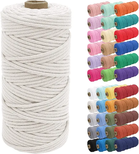 Vista 11 de JeogYong Cuerda de macramé de 0.157 in x 109 yardas, cuerda trenzada de algodón natural, cuerda de macramé para bolsas de ganchillo, colgar