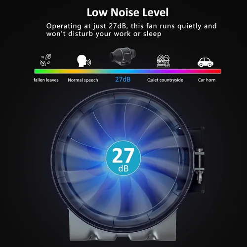 Vista 5 de Toolazy Ventilador de conducto en línea de 4 pulgadas, 214 CFM, ventilador de escape con controlador de velocidad variable del 0 al 100%, motor EC