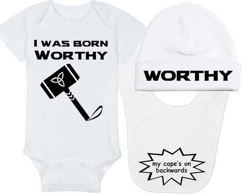 Vista 30 de I Was Born Worthy - Superhero Baby Onesie - Hat - Blanket - Bib Package Combinations