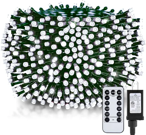 Vista 6 de Minetom Luces LED para árbol de Navidad de 50 pies, 1000 luces LED para exteriores, cuerda de petardos para exteriores, 12 modos, temporizador