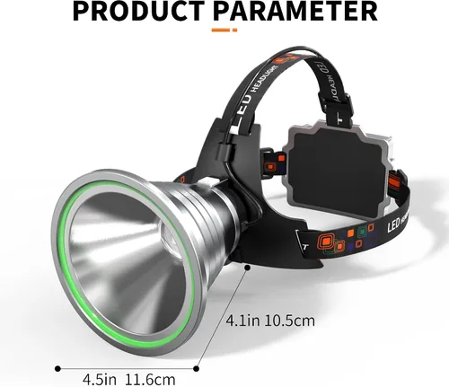 Vista 9 de Luces de Caza de Mapaches, Faro LED de Alta Potencia con Reflector, Linterna Frontal Impermeable Súper Brillante Recargable con Sensor de Movimiento