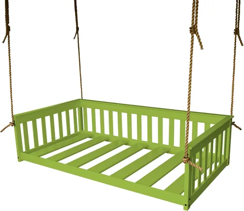 Vista 13 de Amish-Made - Cama de columpio de madera negra con cuerdas Pintura negra