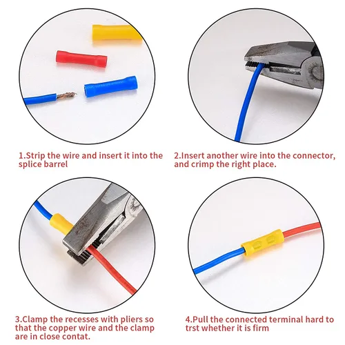 Vista 5 de Kit de conectores eléctricos a tope de 150 piezas, conectores de cable de crimpado de empalme a tope, varios terminales de cable rectos eléctricos